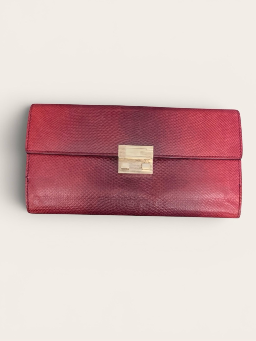 Gucci Red Textured Leather Clutch Wallet with Gold Hardware